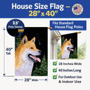 Shiba Inu House Flag 28x40 Porch Sleeve Pole Decorative Outside Yard Banner Artwork Wall Hanging, Polyester