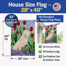 Golden Retriever House Flag 28x40 Porch Sleeve Pole Decorative Outside Yard Banner Artwork Wall Hanging, Polyester