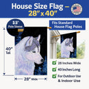 Siberian Husky House Flag 28x40 Porch Sleeve Pole Decorative Outside Yard Banner Artwork Wall Hanging, Polyester
