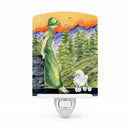 Poodle Ceramic Night Light Compact, UL-Certified, Ideal for Bedroom, Bathroom, Nursery, Hallway, Kitchen, 6x4x3, Multicolor