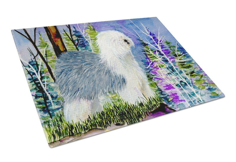 Old English Sheepdog Glass Cutting Board Large