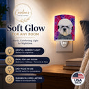 Dandie Dinmont Terrier Ceramic Night Light Compact, UL-Certified, Ideal for Bedroom, Bathroom, Nursery, Hallway, Kitchen, 6x4x3, Multicolor