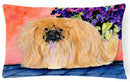 Pekingese Decorative Throw Pillow 12x16 Indoor Outdoor Accent Cushion, Fabric Cover with Insert for Sofa, Bed, Porch & Living Room