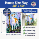 Whippet House Flag 28x40 Porch Sleeve Pole Decorative Outside Yard Banner Artwork Wall Hanging, Polyester