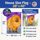 Pomeranian House Flag 28x40 Porch Sleeve Pole Decorative Outside Yard Banner Artwork Wall Hanging, Polyester