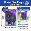 Pomeranian House Flag 28x40 Porch Sleeve Pole Decorative Outside Yard Banner Artwork Wall Hanging, Polyester