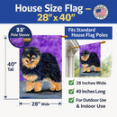 Pomeranian House Flag 28x40 Porch Sleeve Pole Decorative Outside Yard Banner Artwork Wall Hanging, Polyester