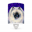 Keeshond Ceramic Night Light Compact, UL-Certified, Ideal for Bedroom, Bathroom, Nursery, Hallway, Kitchen, 6x4x3, Multicolor