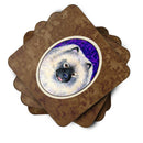 Keeshond Foam Coasters Set of 4 Cup Coasters for Indoor Outdoor, Tabletop Protection, Anti Slip, Mouse pad Material