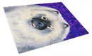 Keeshond Cutting Board Tempered Glass Kitchen Cutting Surface, Heat Resistant Chopping, Non-Slip Feet, Food Prep & Serving