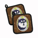 Klee Kai Pot Holder Set of 2 Heat Resistant Quilted Hot Pads 7.5 x 7.5 Inch, Insulated Kitchen Trivets for Cooking & Baking