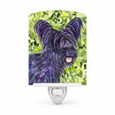 Skye Terrier Ceramic Night Light Compact, UL-Certified, Ideal for Bedroom, Bathroom, Nursery, Hallway, Kitchen, 6x4x3, Multicolor