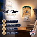 Pomeranian Ceramic Night Light Compact, UL-Certified, Ideal for Bedroom, Bathroom, Nursery, Hallway, Kitchen, 6x4x3, Multicolor