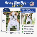 English Bulldog House Flag 28x40 Porch Sleeve Pole Decorative Outside Yard Banner Artwork Wall Hanging, Polyester