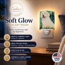 Golden Retriever Ceramic Night Light Compact, UL-Certified, Ideal for Bedroom, Bathroom, Nursery, Hallway, Kitchen, 6x4x3, Multicolor