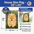 Pomeranian House Flag 28x40 Porch Sleeve Pole Decorative Outside Yard Banner Artwork Wall Hanging, Polyester