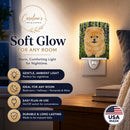 Pomeranian Ceramic Night Light Compact, UL-Certified, Ideal for Bedroom, Bathroom, Nursery, Hallway, Kitchen, 6x4x3, Multicolor