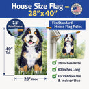 Bernese Mountain Dog House Flag 28x40 Porch Sleeve Pole Decorative Outside Yard Banner Artwork Wall Hanging, Polyester