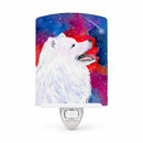 Samoyed Ceramic Night Light Compact, UL-Certified, Ideal for Bedroom, Bathroom, Nursery, Hallway, Kitchen, 6x4x3, Multicolor