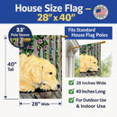 Golden Retriever House Flag 28x40 Porch Sleeve Pole Decorative Outside Yard Banner Artwork Wall Hanging, Polyester