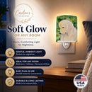 Golden Retriever Ceramic Night Light Compact, UL-Certified, Ideal for Bedroom, Bathroom, Nursery, Hallway, Kitchen, 6x4x3, Multicolor