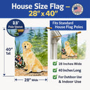 Golden Retriever House Flag 28x40 Porch Sleeve Pole Decorative Outside Yard Banner Artwork Wall Hanging, Polyester