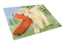 Golden Retriever Cutting Board Tempered Glass Kitchen Cutting Surface, Heat Resistant Chopping, Non-Slip Feet, Food Prep & Serving