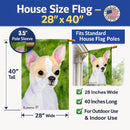 Chihuahua House Flag 28x40 Porch Sleeve Pole Decorative Outside Yard Banner Artwork Wall Hanging, Polyester