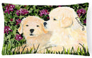 Golden Retriever Decorative Throw Pillow 12x16 Indoor Outdoor Accent Cushion, Fabric Cover with Insert for Sofa, Bed, Porch & Living Room