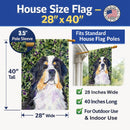 Bernese Mountain Dog House Flag 28x40 Porch Sleeve Pole Decorative Outside Yard Banner Artwork Wall Hanging, Polyester