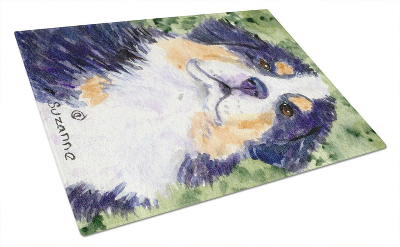 Bernese Mountain Dog Glass Cutting Board Large