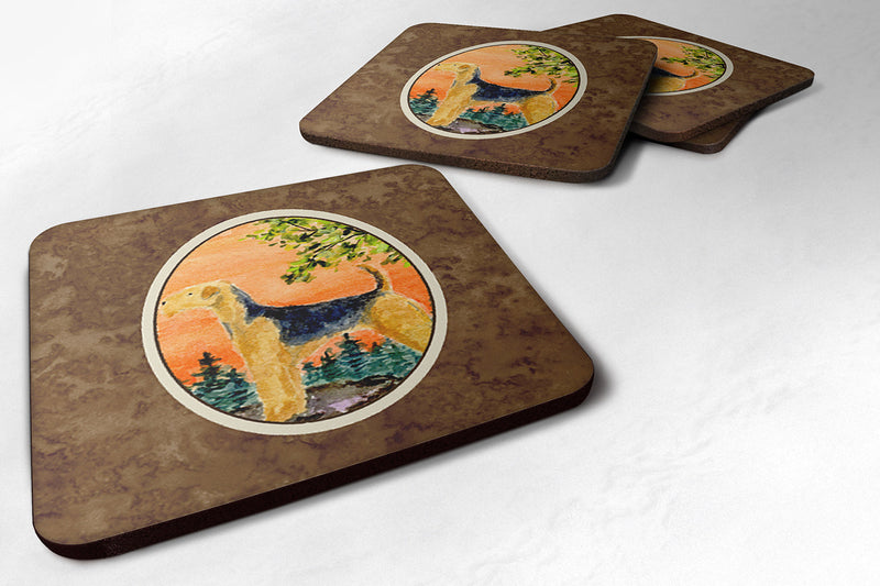 Airedale Coasters - Set of 4 Lightweight Foam, Absorbent Drink Coasters