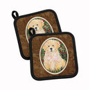 Golden Retriever Pot Holder Set of 2 Heat Resistant Quilted Hot Pads 7.5 x 7.5 Inch, Insulated Kitchen Trivets for Cooking & Baking