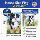 Bernese Mountain Dog House Flag 28x40 Porch Sleeve Pole Decorative Outside Yard Banner Artwork Wall Hanging, Polyester