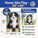 Bernese Mountain Dog House Flag 28x40 Porch Sleeve Pole Decorative Outside Yard Banner Artwork Wall Hanging, Polyester