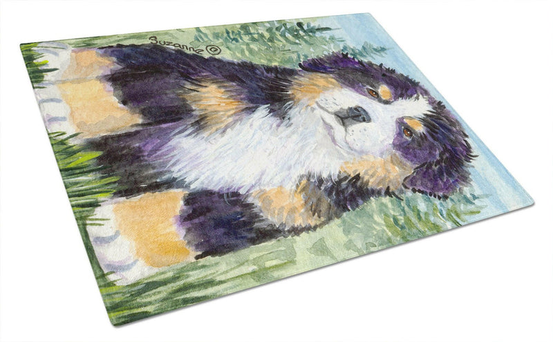 Bernese Mountain Dog Glass Cutting Board Large