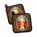 Corgi Pot Holder Set of 2 Heat Resistant Quilted Hot Pads 7.5 x 7.5 Inch, Insulated Kitchen Trivets for Cooking & Baking