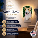 Bull Terrier Ceramic Night Light Compact, UL-Certified, Ideal for Bedroom, Bathroom, Nursery, Hallway, Kitchen, 6x4x3, Multicolor