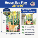 Golden Retriever House Flag 28x40 Porch Sleeve Pole Decorative Outside Yard Banner Artwork Wall Hanging, Polyester