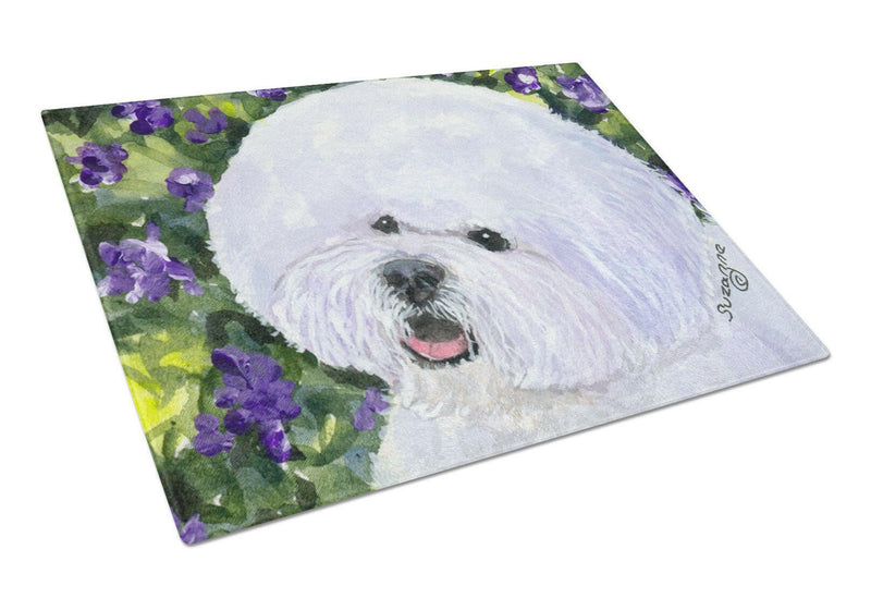 Bichon Frise Glass Cutting Board Large