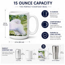Bichon Frise Ceramic Coffee Mug 15 oz Decorative Large C Handle Mug Cup for Tea, Cocoa Hot Chocolate