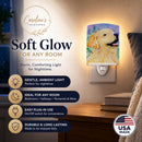 Golden Retriever Ceramic Night Light Compact, UL-Certified, Ideal for Bedroom, Bathroom, Nursery, Hallway, Kitchen, 6x4x3, Multicolor
