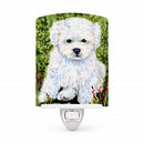 Bichon Frise Ceramic Night Light Compact, UL-Certified, Ideal for Bedroom, Bathroom, Nursery, Hallway, Kitchen, 6x4x3, Multicolor