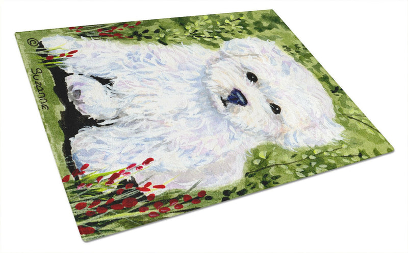 Bichon Frise Glass Cutting Board Large