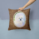 Bichon Frise Decorative Throw Pillow 14x14 Indoor Outdoor Accent Cushion, Fabric Cover with Insert for Sofa, Bed, Porch & Living Room