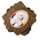 Bichon Frise Foam Coasters Set of 4 Cup Coasters for Indoor Outdoor, Tabletop Protection, Anti Slip, Mouse pad Material