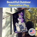 Snowman with Bearded Collie House Flag 28x40 Porch Sleeve Pole Decorative Outside Yard Banner Artwork Wall Hanging, Polyester