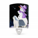 Snowman with Bearded Collie Ceramic Night Light Compact, UL-Certified, Ideal for Bedroom, Bathroom, Nursery, Hallway, Kitchen, 6x4x3, Multicolor