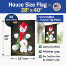 Bichon Frise with Teddy Bear House Flag 28x40 Porch Sleeve Pole Decorative Outside Yard Banner Artwork Wall Hanging, Polyester
