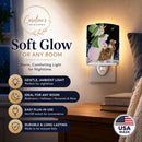 Snowman with English Springer Spaniel Ceramic Night Light Compact, UL-Certified, Ideal for Bedroom, Bathroom, Nursery, Hallway, Kitchen, 6x4x3, Multicolor